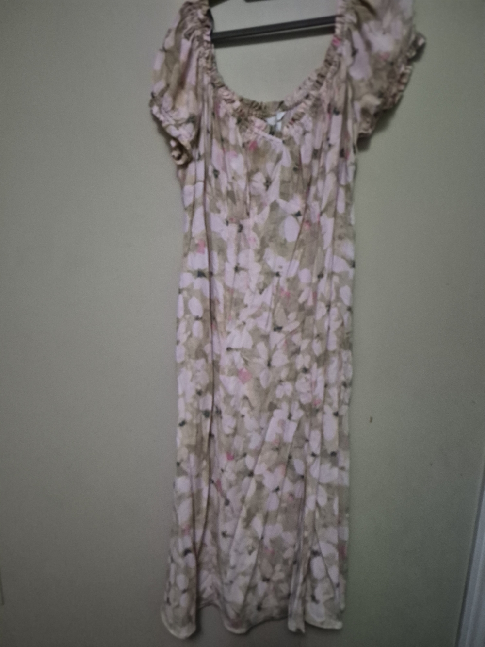 H&M Soft Floral Scoop-Neck Maxi Dress in Blush and Taupe
